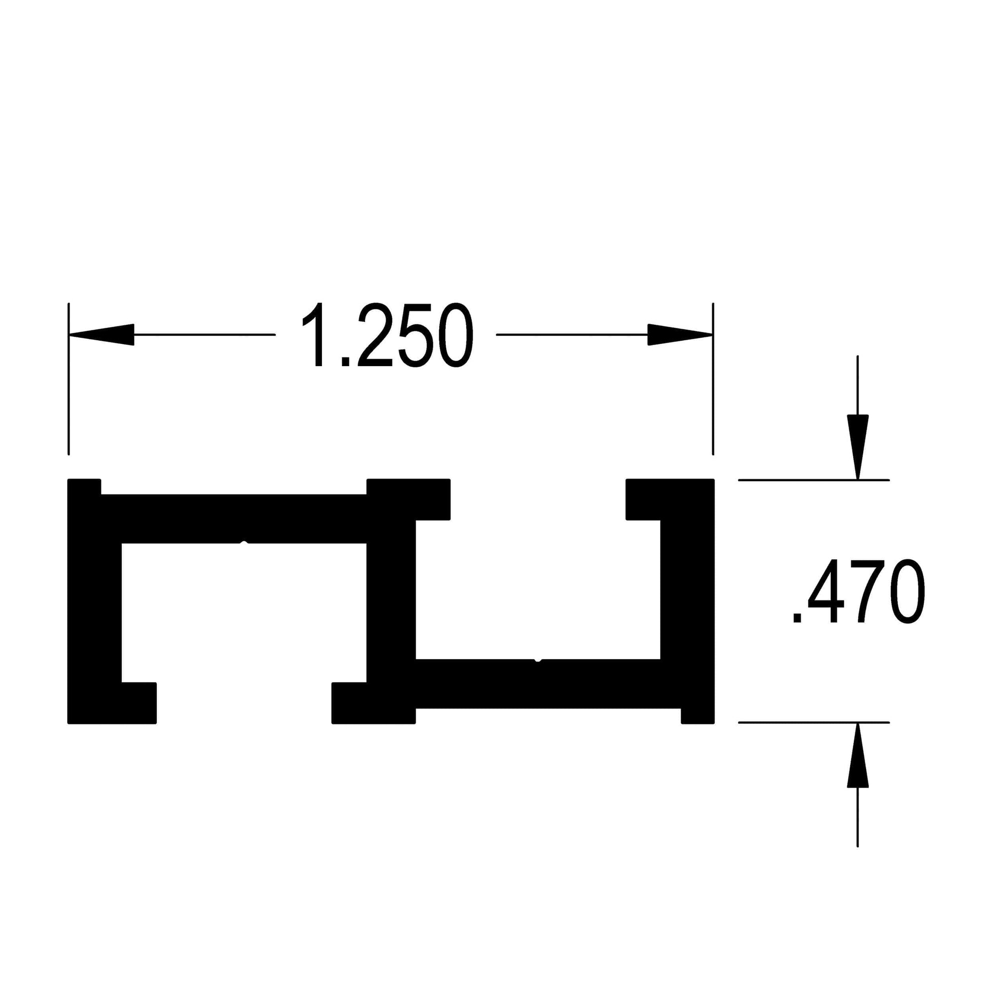 Back-to-Back 1/4" T-Track - 48" Length alt 0