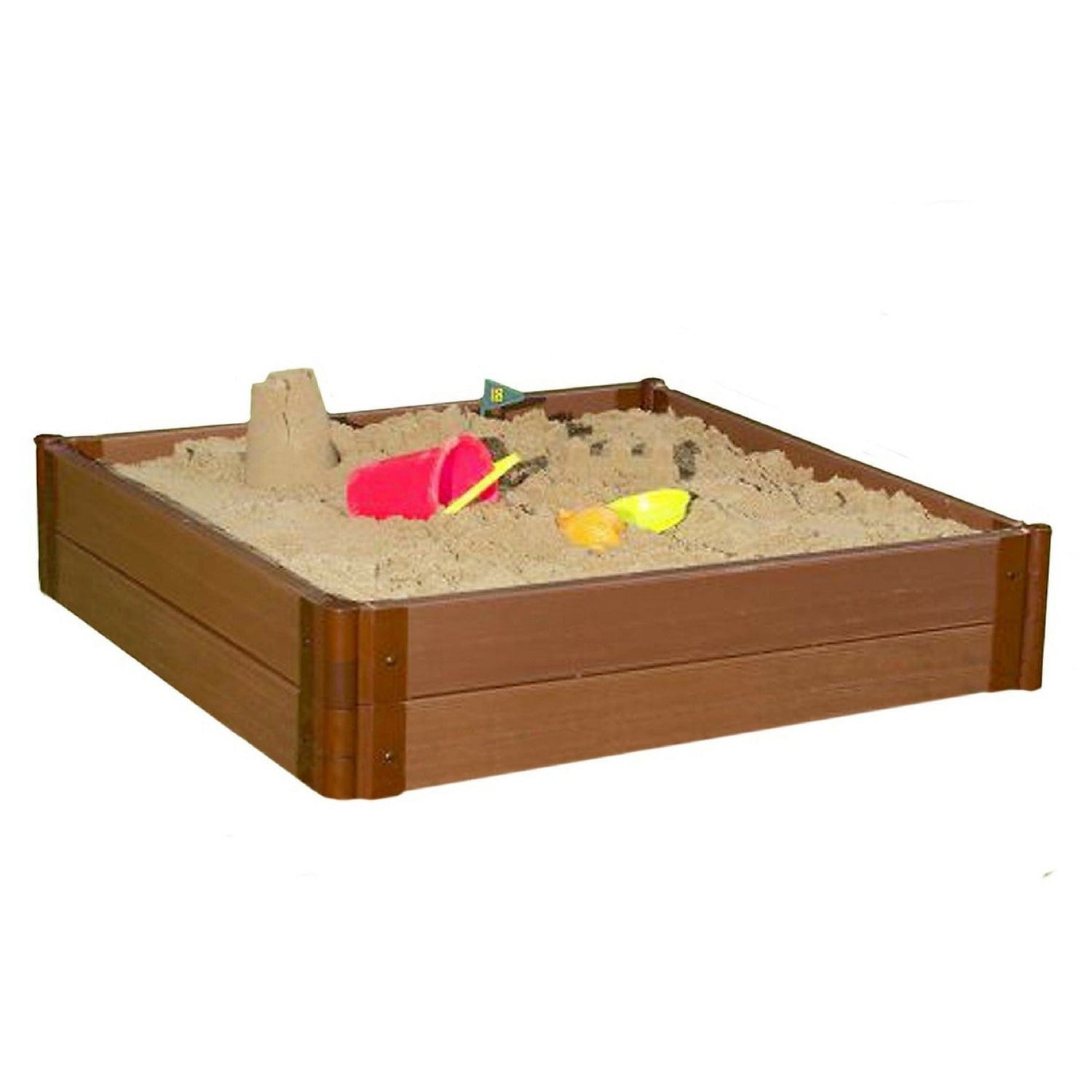 Classic Sienna 4' x 4' x 11" Composite Square Sandbox Kit - 2" profile alt 0