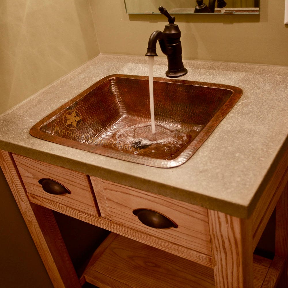Rectangle Under Counter Hammered Copper Bathroom Sink alt 0