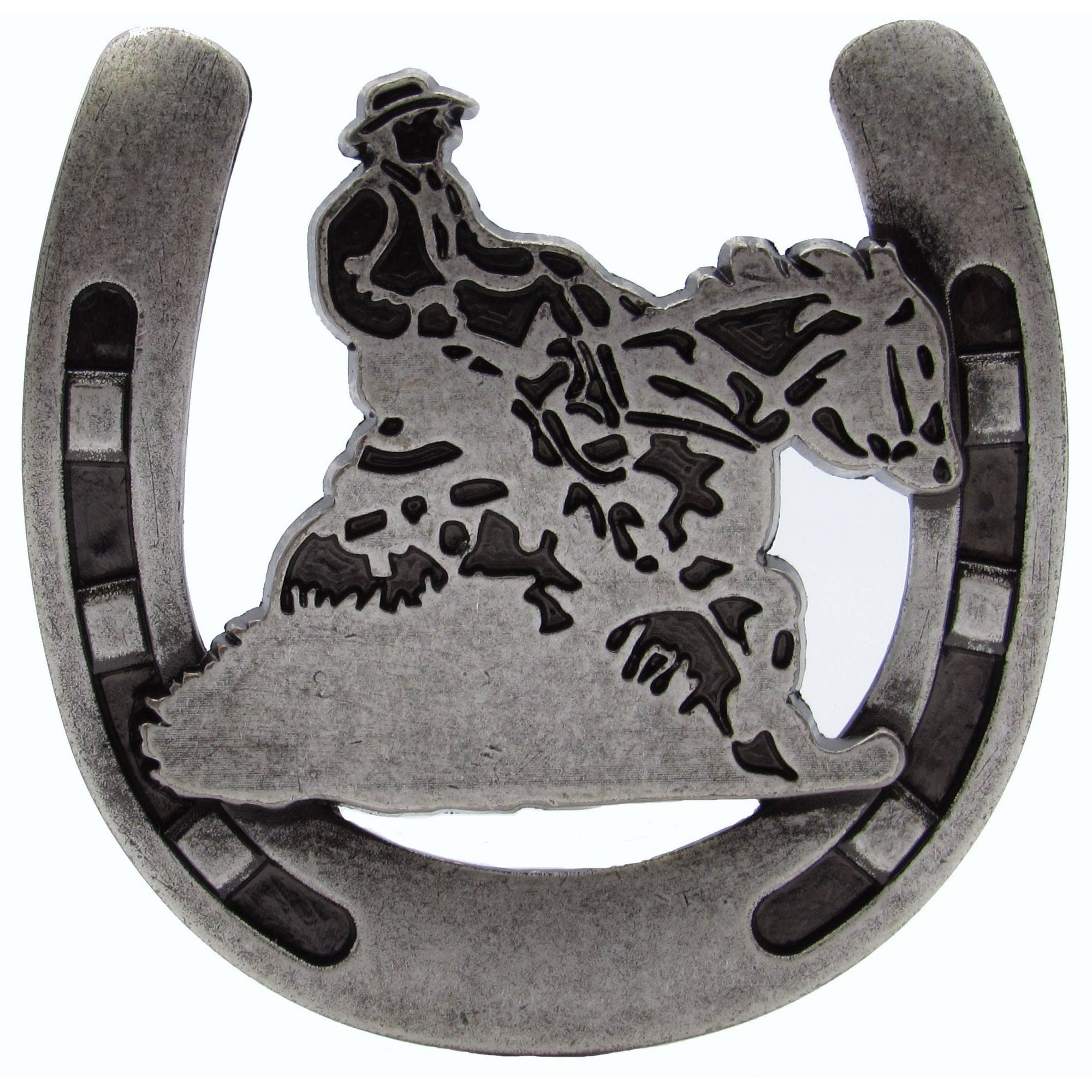 Riding Cowboy Horseshoe Knob, Old Silver alt 0