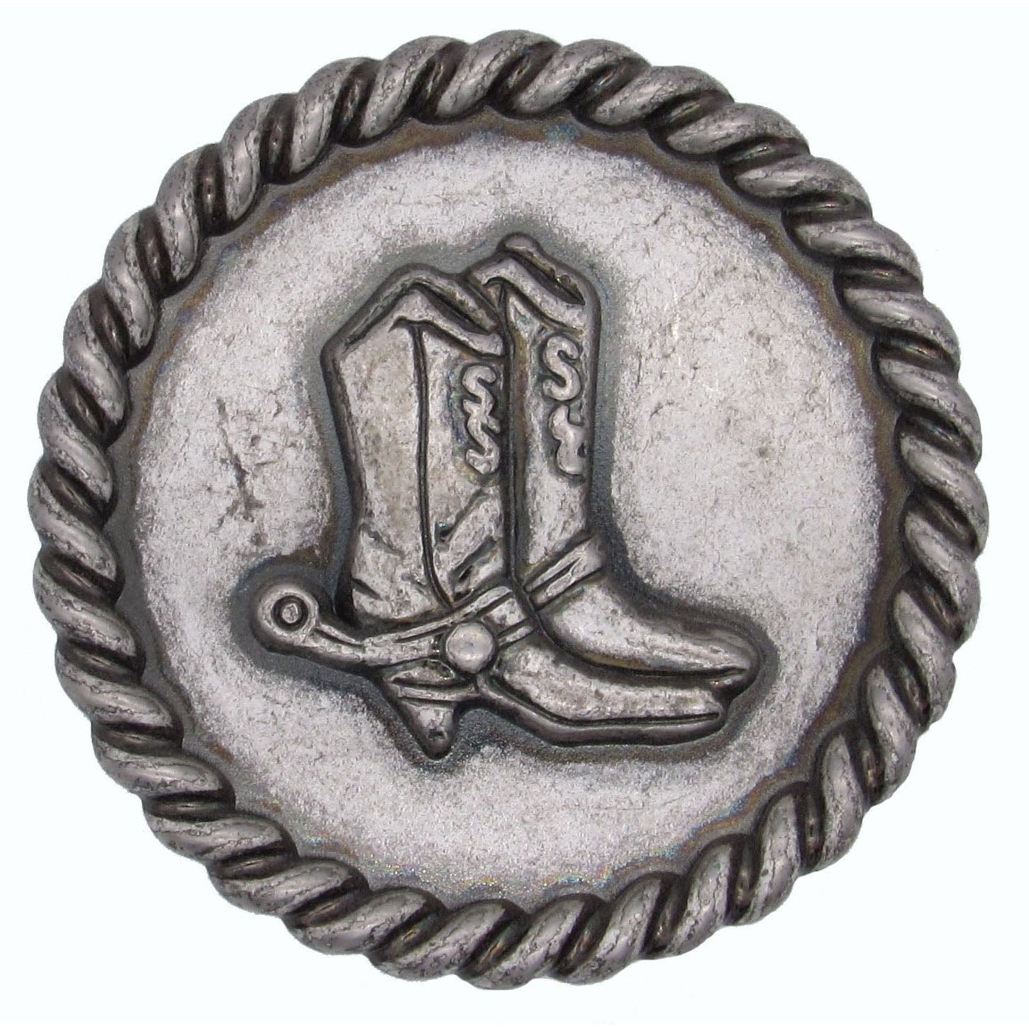 Cowboy Boots with Roped Edge Round Knob, Old Silver alt 0