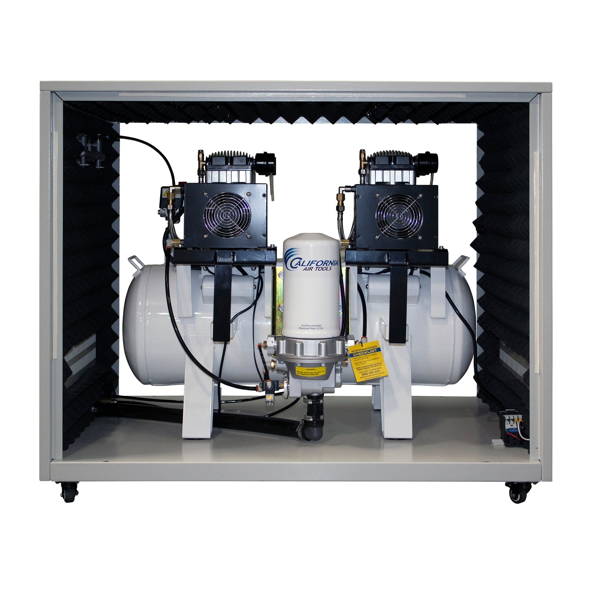 4HP 20 Gallon Oil-Free Compressor with Air Drying System and Auto Drain Valve in Soundproof Cabinet alt 0