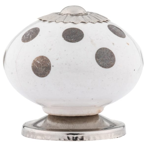 Eclectic Knob, 1-9/16" D, Chrome, White alt 0
