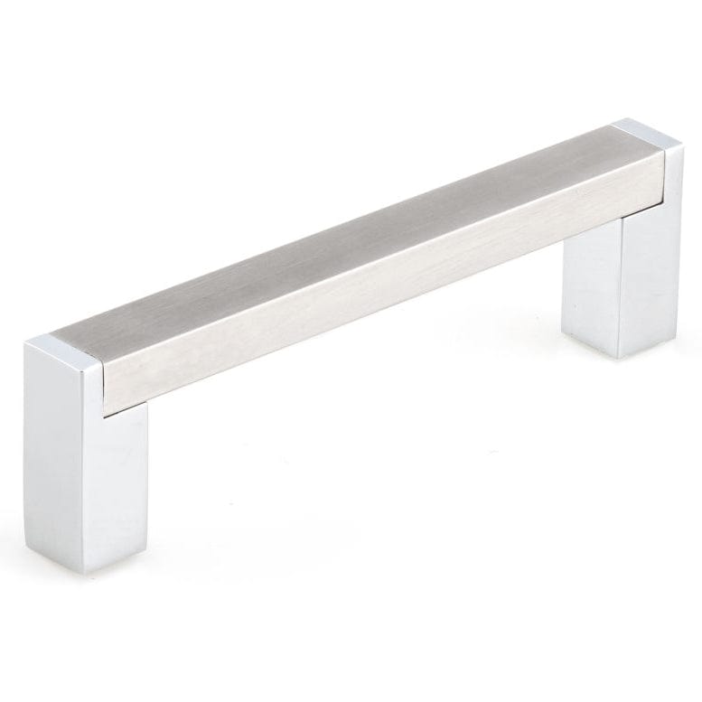 Contemporary Pull, 3-3/4" Center-to-Center, Chrome, Brushed Nickel alt 0