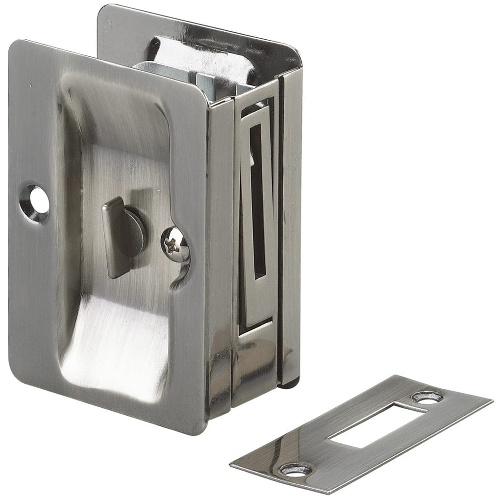 3-7/32" (82 mm) Pocket Door Pull Rectangular Antique Nickel Privacy alt 0