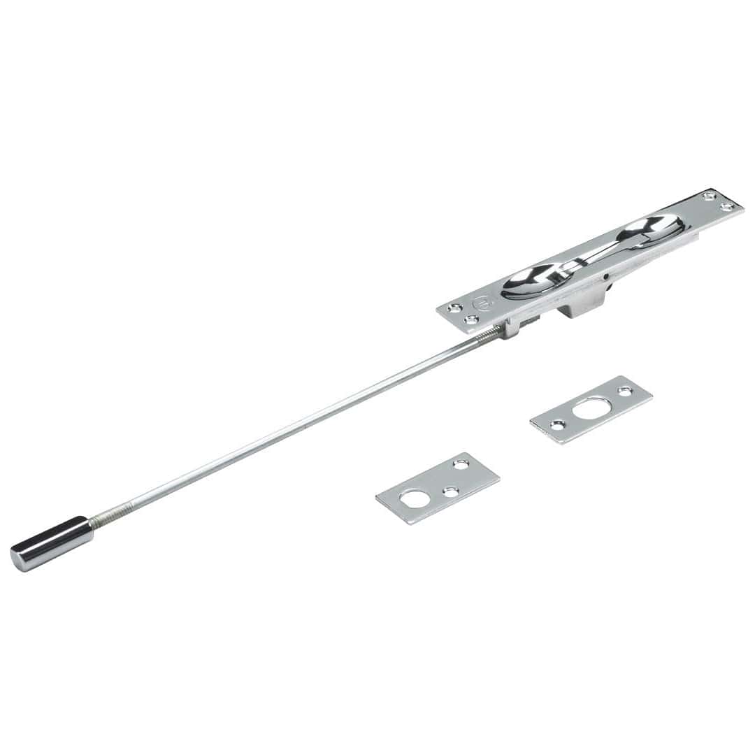 Flush Bolt for Metal Doors with 12" Extension Chrome alt 0