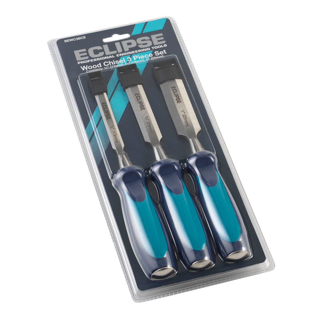 3 pc Wood Chisel with Ergonomic Soft Handle 1/2", 3/4", 1" alt 0