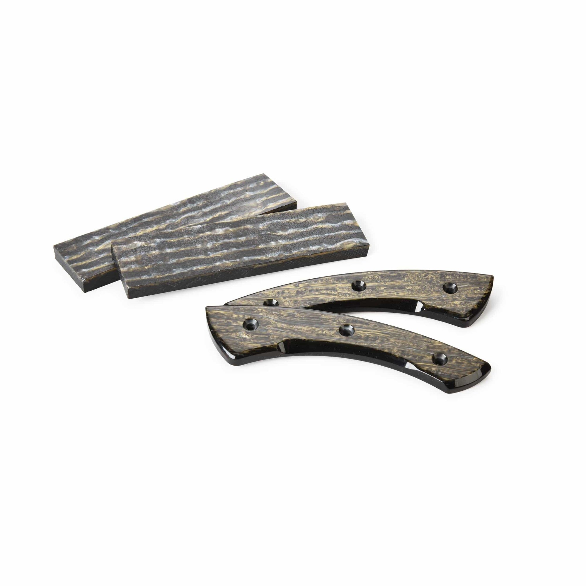 Poly Resin Knife Scales - 15/64" x 2" x 7" - Gold & Silver - Pair alt 0