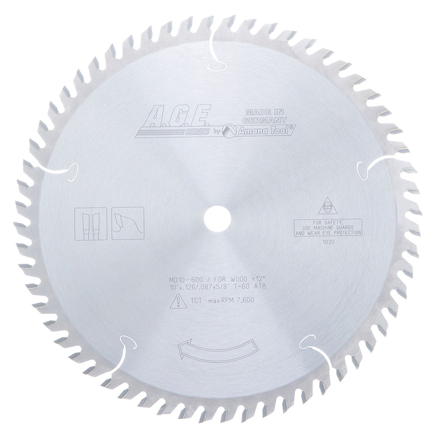 10" x 60T Carbide Tipped, Cut-Off and Crosscut Blade, 12 Deg., 5/8" Bore, ATB alt 0