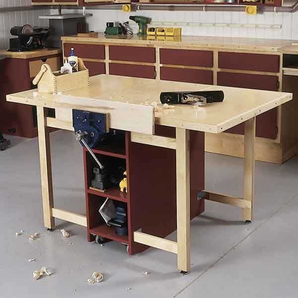 Woodworking Project Paper Plan to Build Drop-Leaf Workbench alt 0