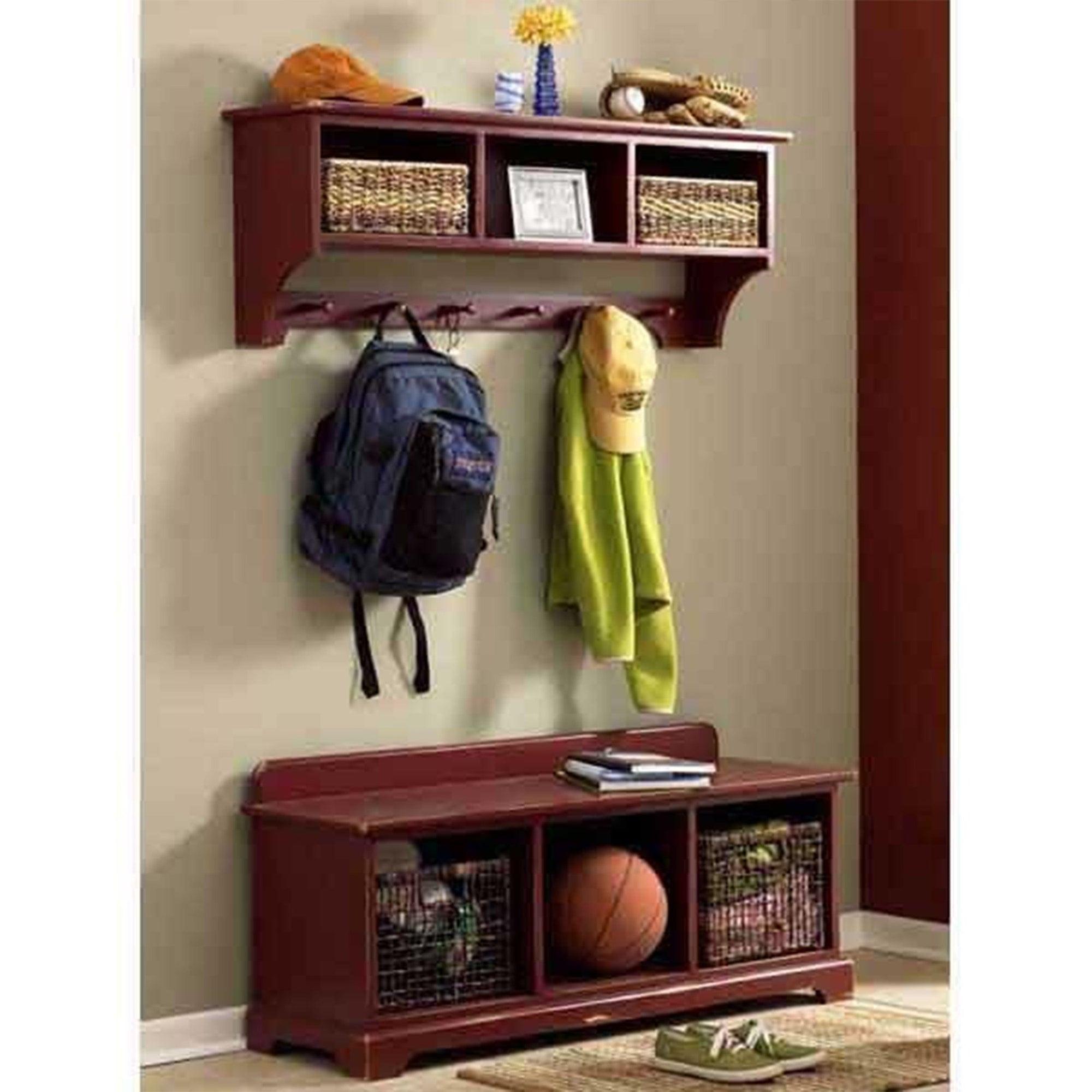 Downloadable Woodworking Project Plan to Build Entry-Area Storage Bench & Wall Shelf alt 0