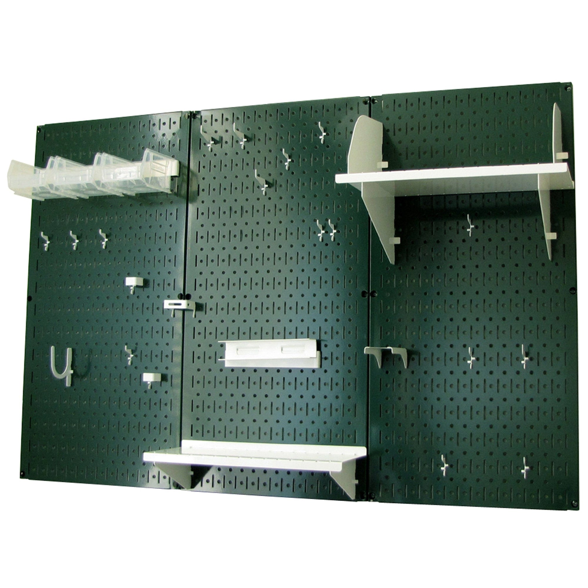 4' Metal Pegboard Standard Tool Storage Kit - Green Toolboard & White Accessories alt 0