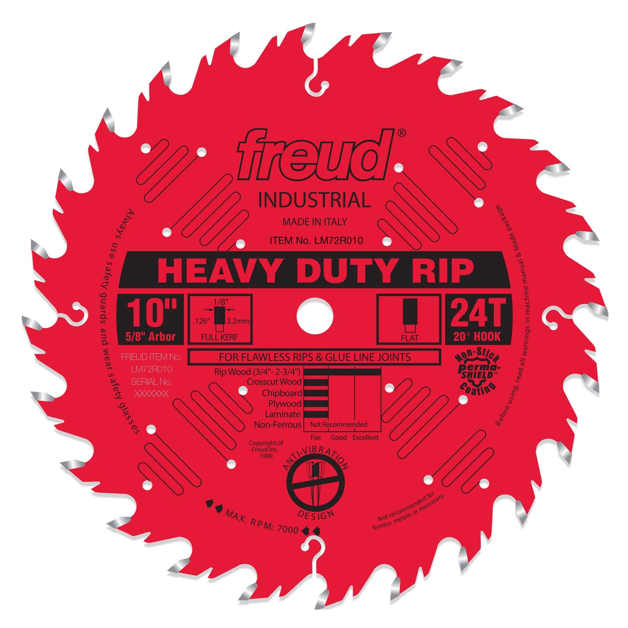 LM72R010 Ripping Saw Blade 10" x 5/8" Bore x 24 Tooth Flat Top alt 0