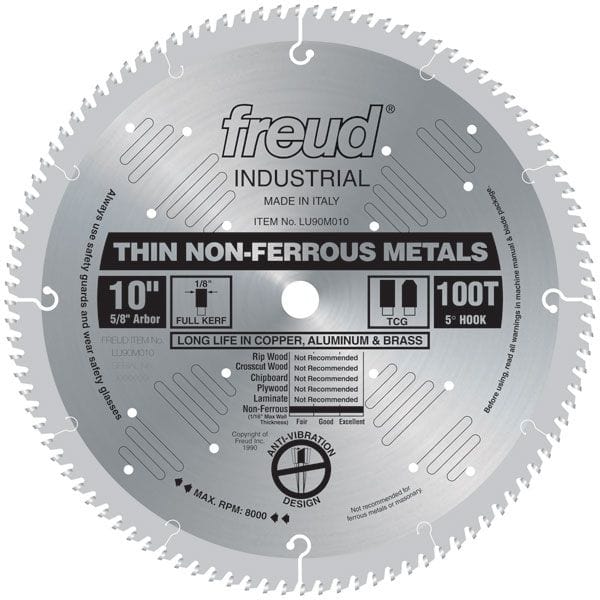 LU90M010 Circular Saw Aluminium Saw Blade 10" x 5/8" Bore x 100 Tooth TCG alt 0