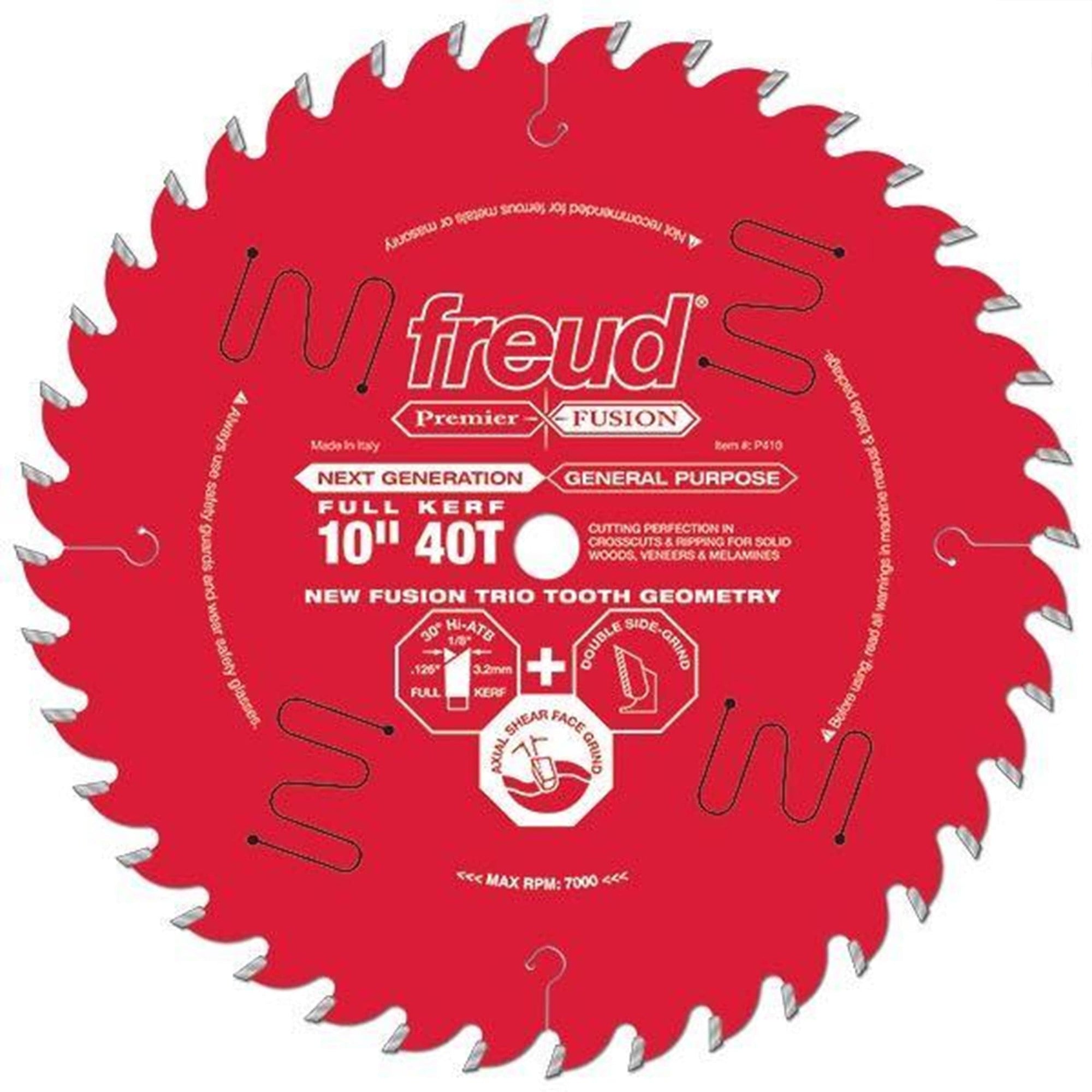P410 Fusion Premier Circular Saw Blade 10" x 5/8" Bore x 40 Tooth alt 0