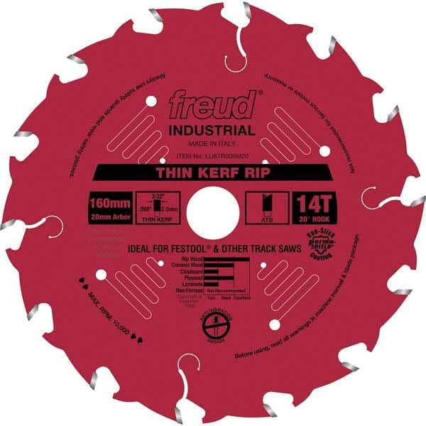 LU87R006M20 Thin Kerf Ripping Blade with Red Perma-Shield, 160mm diameter, 20mm arbor alt 0