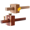 Two marking and cutting gauges with wooden beams and adjustable heads, one with a yellow thumb screw and the other with