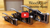 Three WoodRiver shoulder planes in small, medium, and large sizes displayed on a wooden workbench