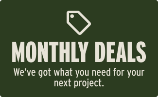 Promotional text for monthly deals on a green background with a tag icon.