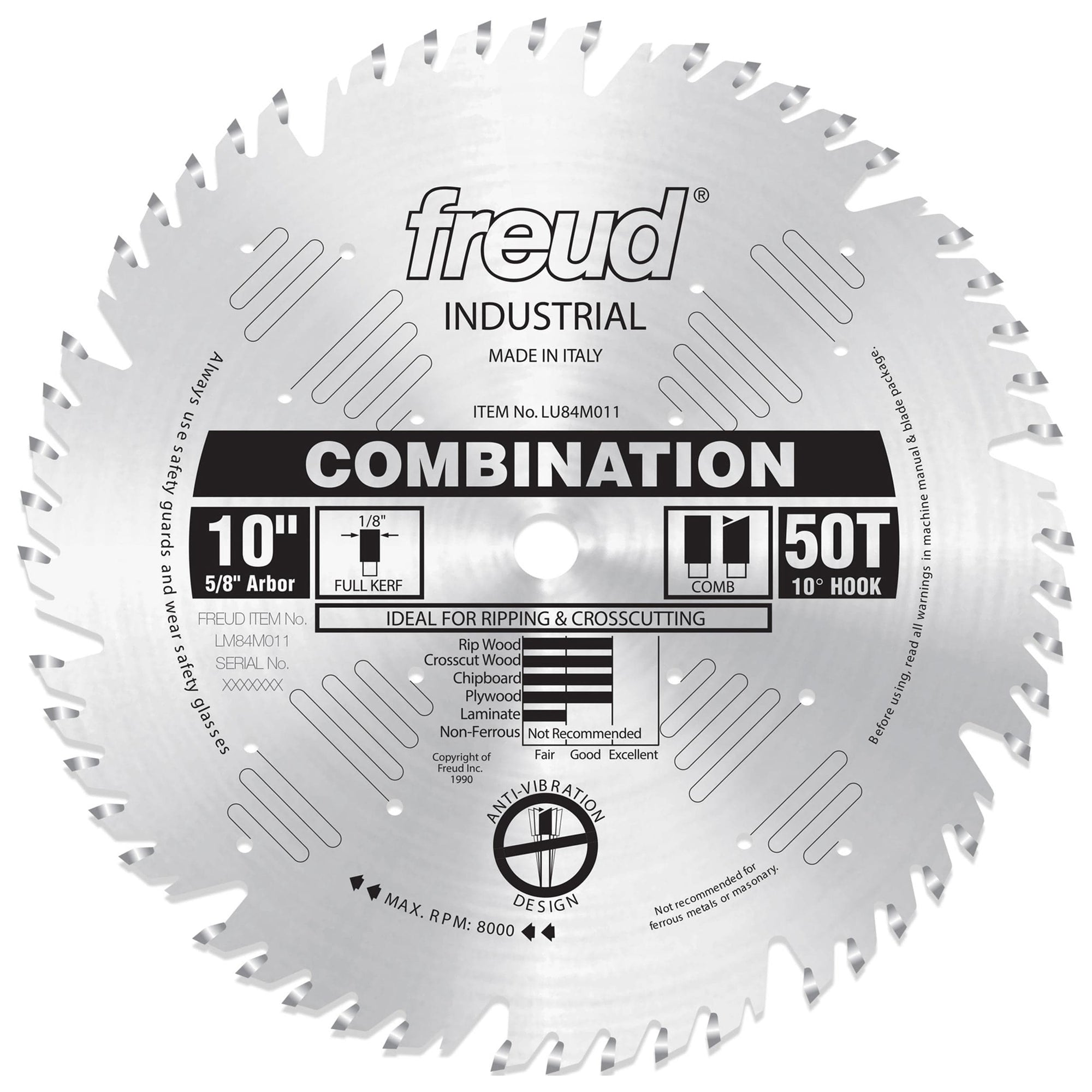 LU84M011 Circular Saw Blade 10" x 5/8" Bore x 50 Tooth Combination alt 0