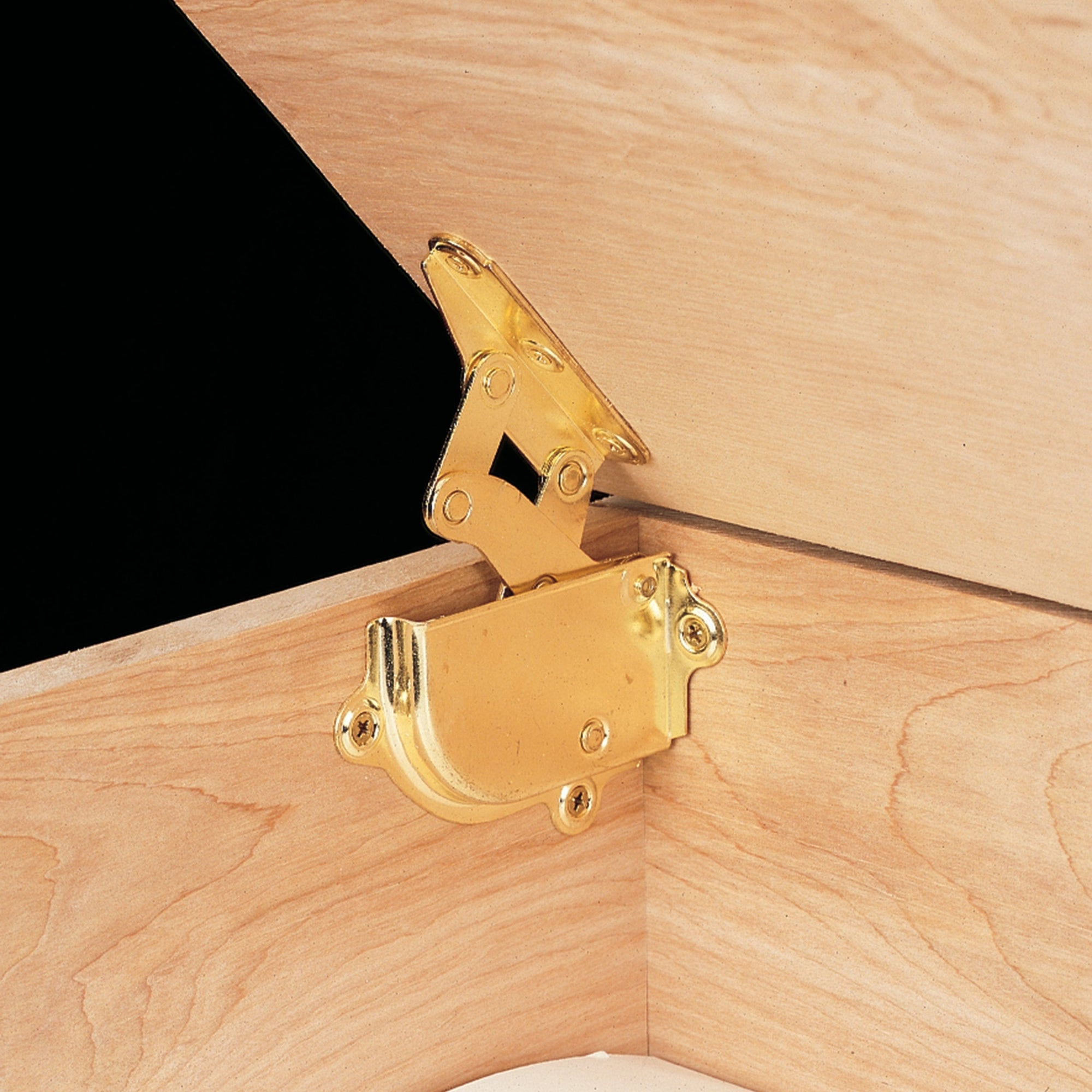 Brass Hinge with Built-in Lid Support Pair alt 0