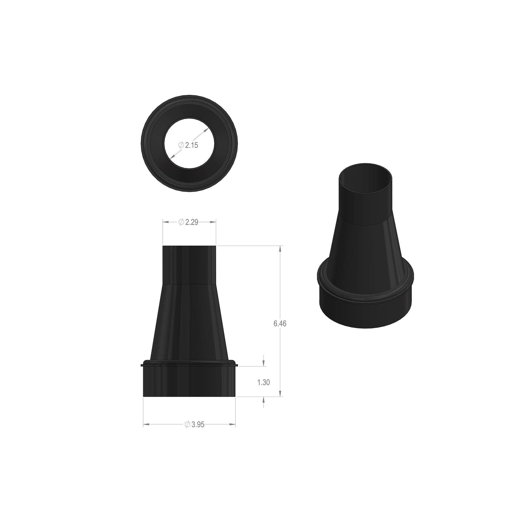 4" x 2-1/4" Funnel Reducer Fitting for Dust Extraction System alt 0