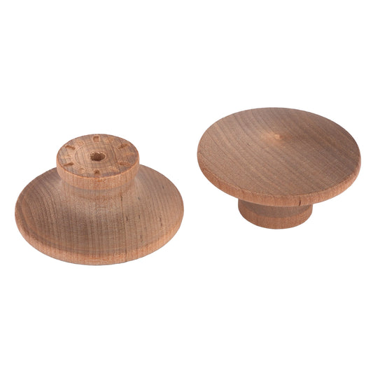 Mushroom Knob w/Screws - Birch - 2" Diameter - 1" Tall - 2 Piece alt 0