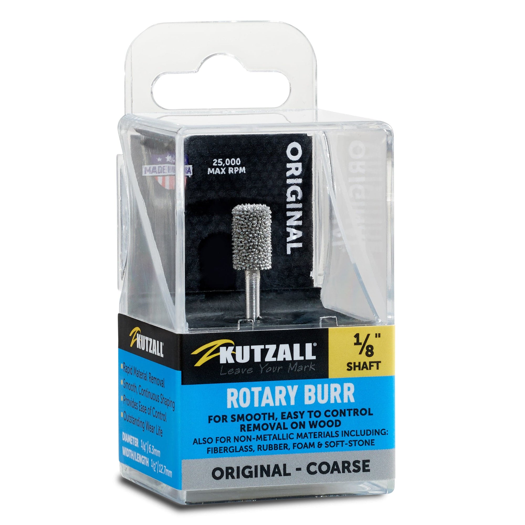 Original Cylinder Burr, 1/8" Shaft, Coarse (1/4" x 1/2") alt 0