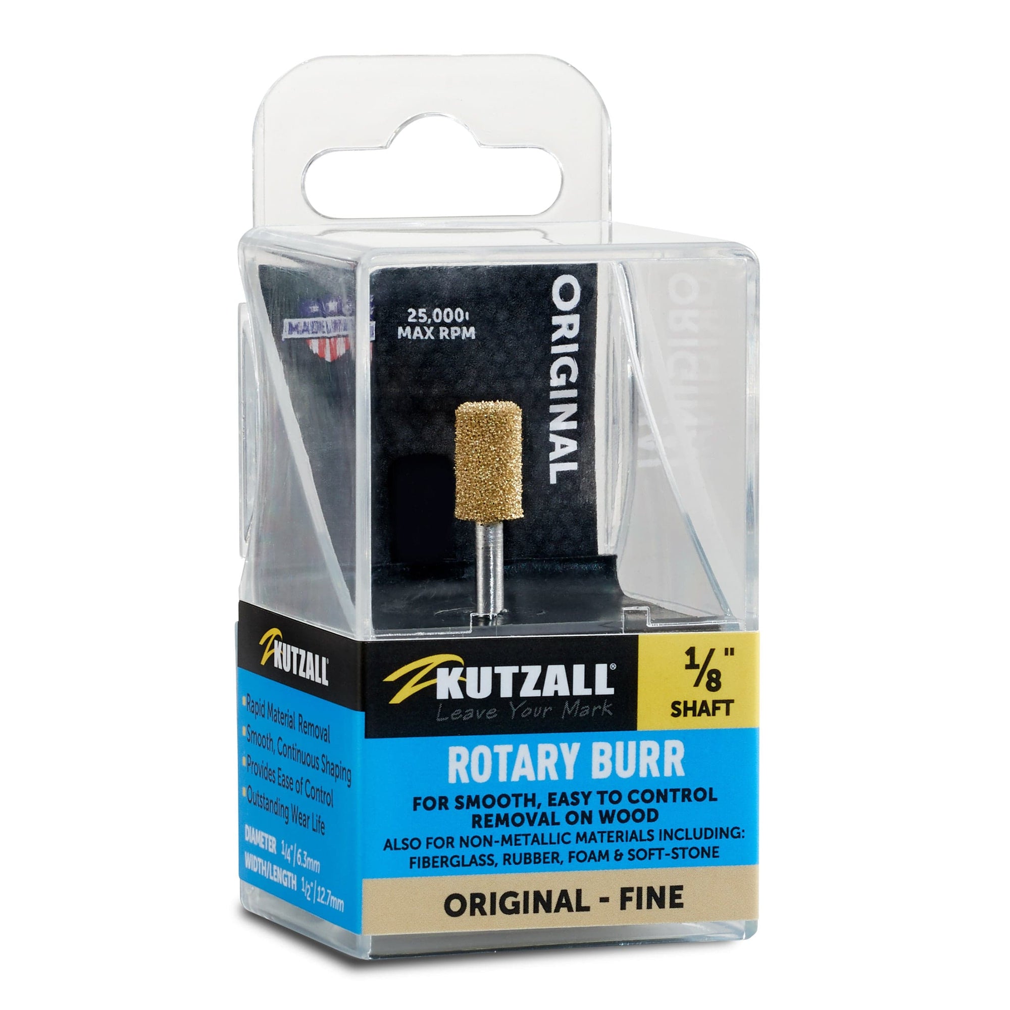 Original Cylinder Burr, 1/8" Shaft, Fine (1/4" x 1/2") alt 0