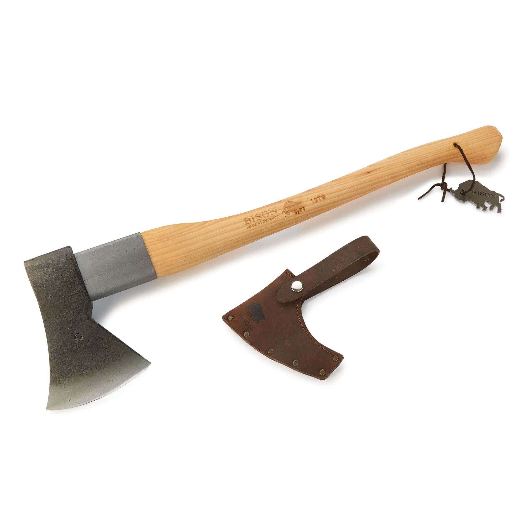 German Rhine Camping and Wilderness Axe with Leather Sheath - 27.5" Handle alt 75