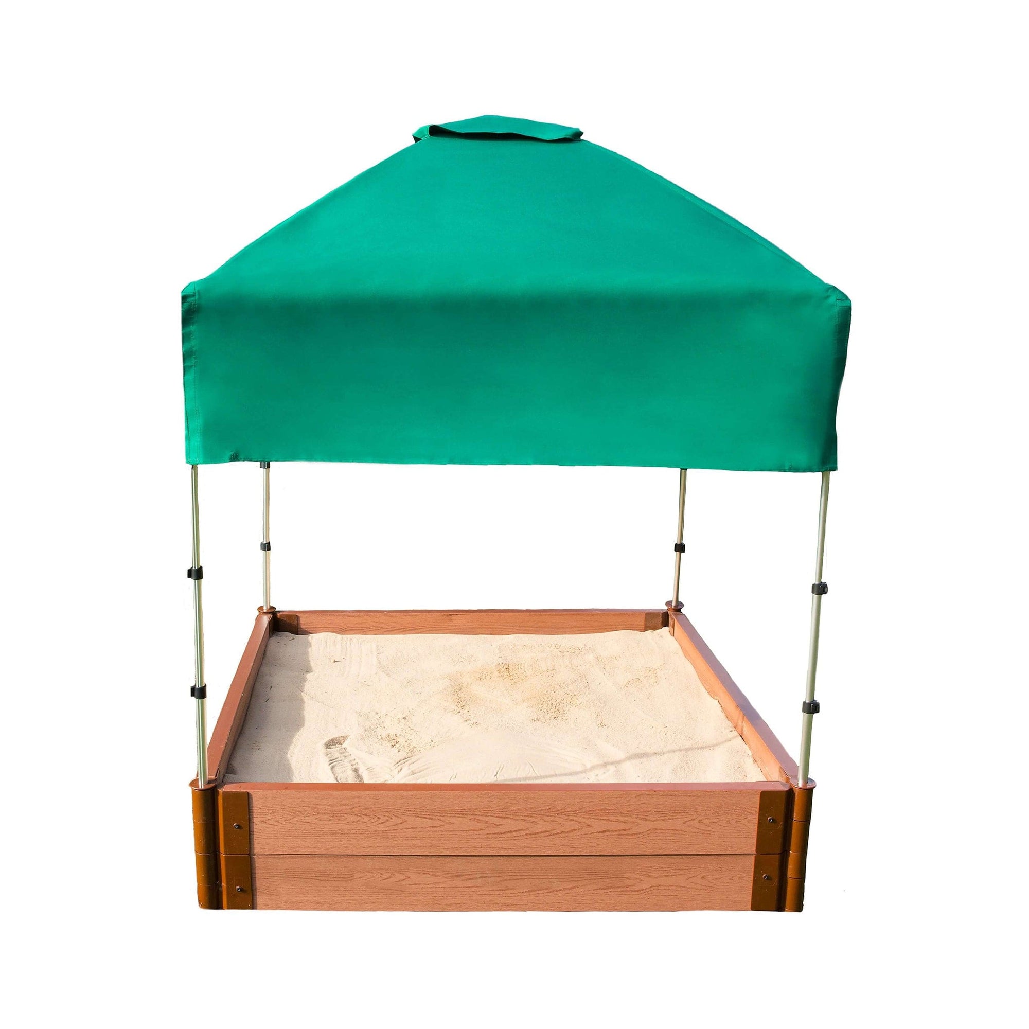 Classic Sienna 4' x 4' x 11" Composite Square Sandbox Kit with Telescoping Canopy/Cover - 2" profile alt 0