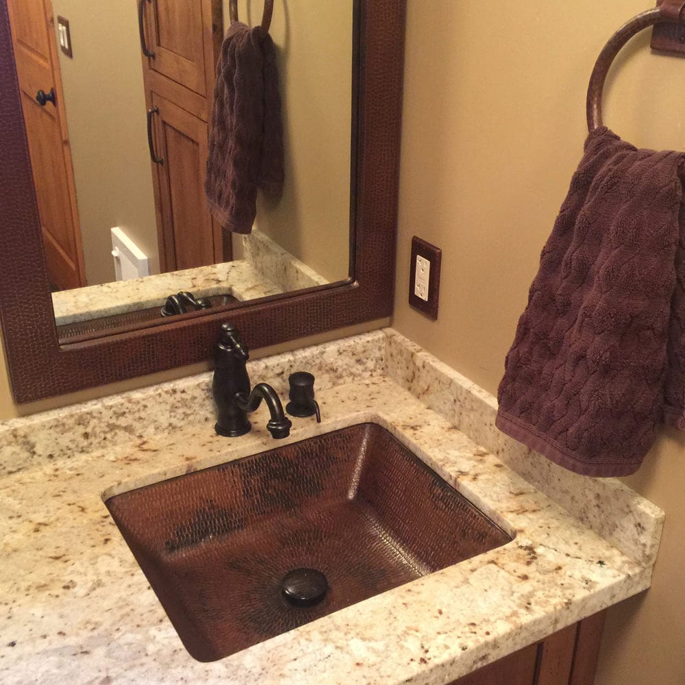 Rectangle Under Counter Hammered Copper Bathroom Sink alt 0