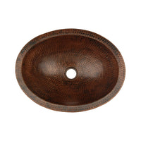 17" Compact Oval Skirted Vessel Hammered Copper Sink alt 0