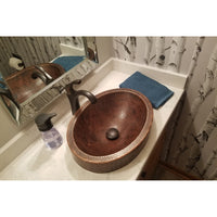 17" Compact Oval Skirted Vessel Hammered Copper Sink alt 0