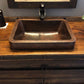 17" Rectangle Skirted Vessel Hammered Copper Sink alt 0