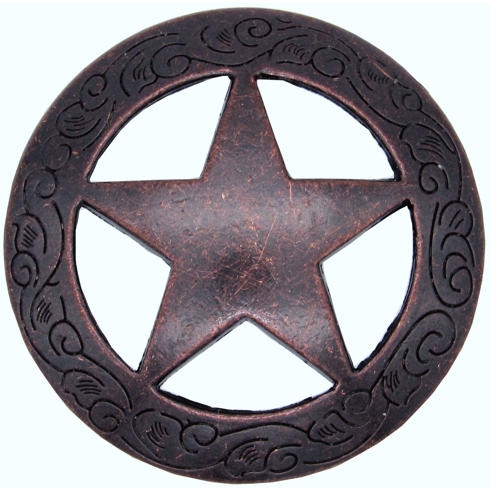 Star Knob with Engraved Edge, Rust Copper alt 0