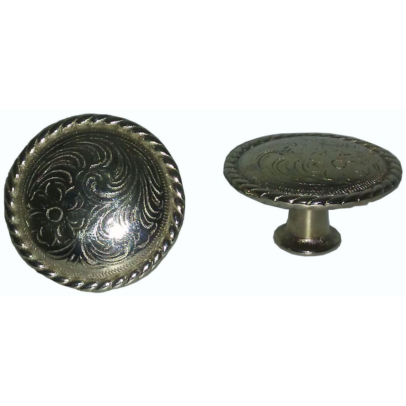 Engraved Flower Knob, Nickel alt 0