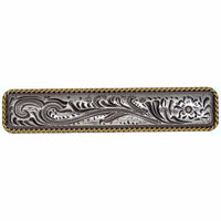 Small Engraved Flower Pull, Old Silver/Gold alt 0
