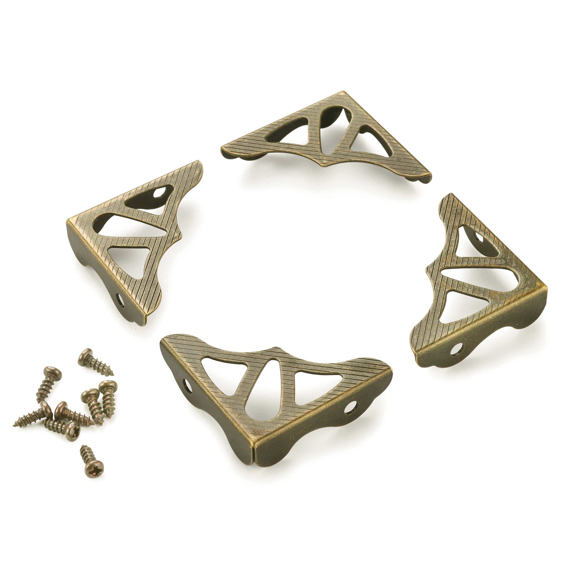 Decorative Box Corners - Antique Brass Plated - 4 Piece alt 0