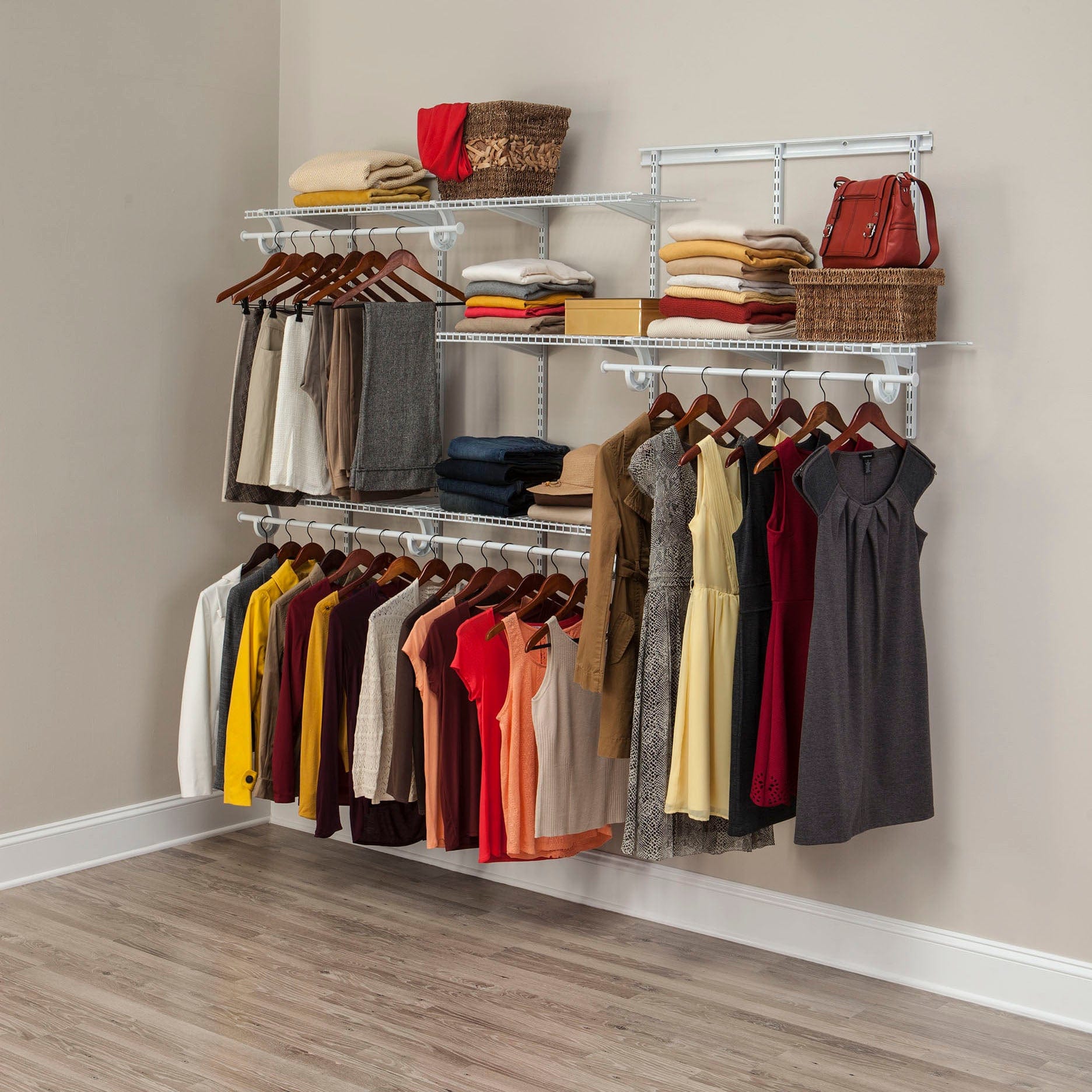 ShelfTrack Adjustable Closet Organizer 5' - 8' W, White alt 0