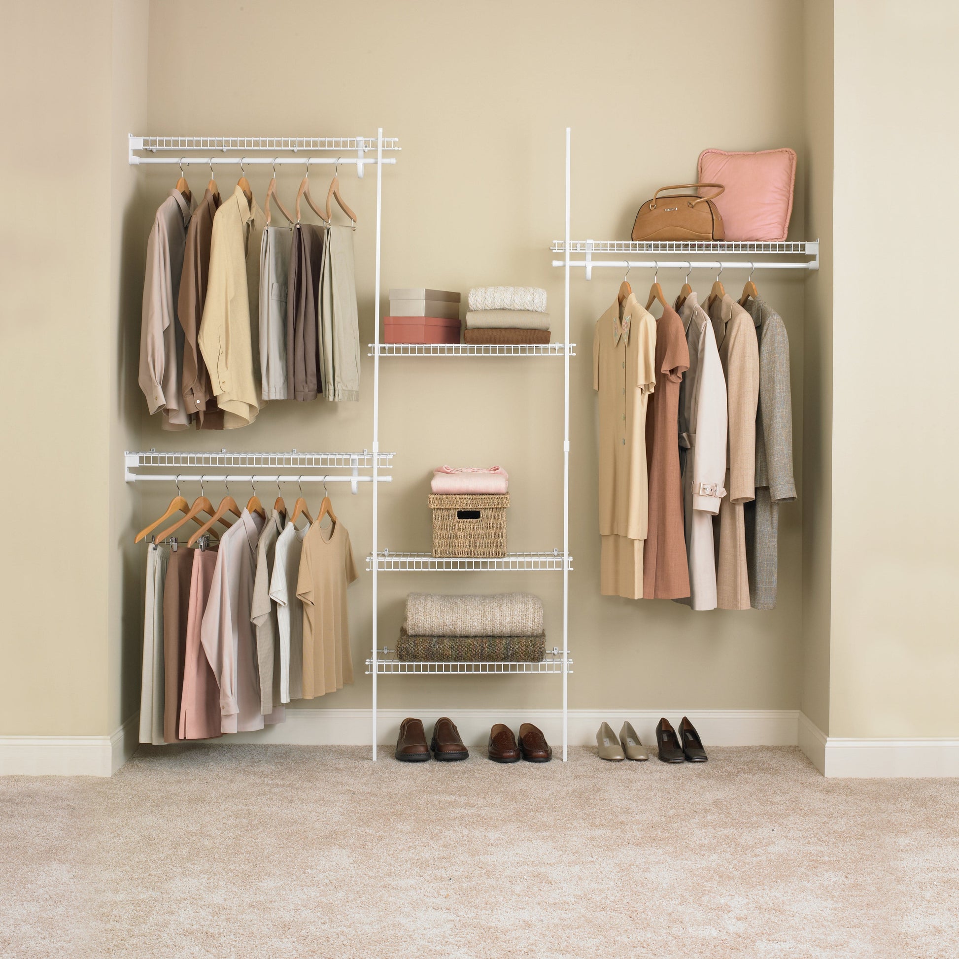 SuperSlide Closet Organizer Kit 5'- 8' W Fixed Mount, White