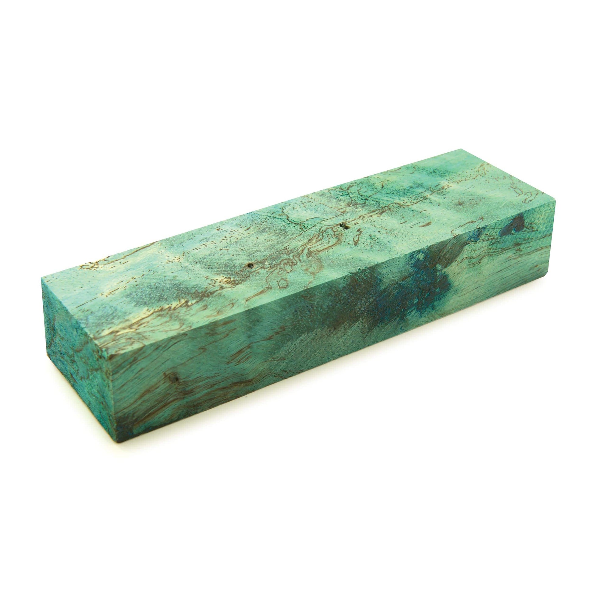Stabilized & Dyed Spalted Tamarind Knife Scale - 1" x 1-1/2" x 5" - Turquoise