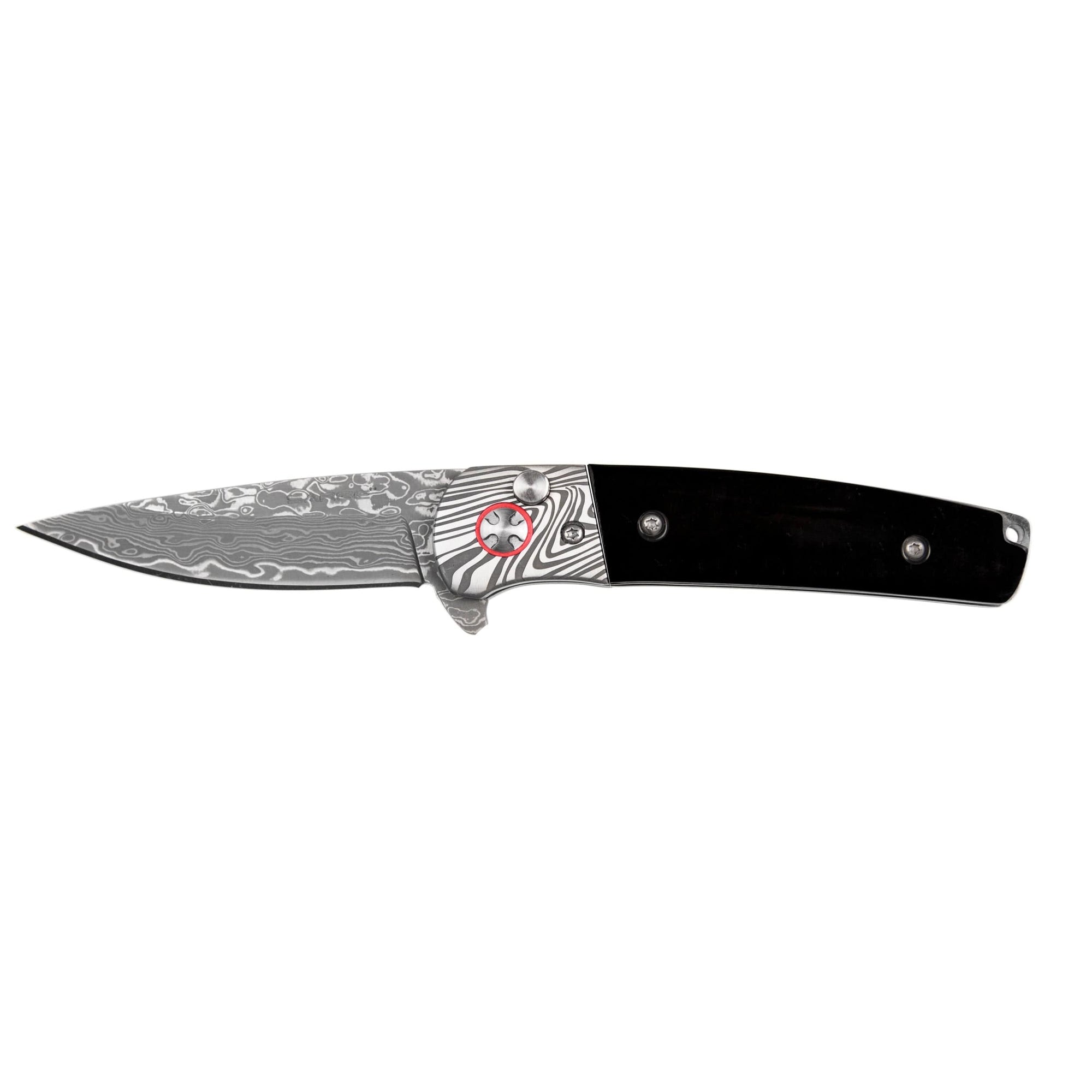 Falcon - Damascus and Buffalo Horn Folder Knife, Stainless Damascus 2-7/8" Blade alt 0