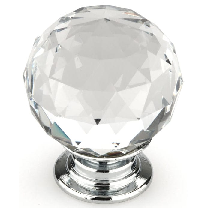 Contemporary Knob, 1-3/16" D, Crystal, Clear, Chrome alt 0