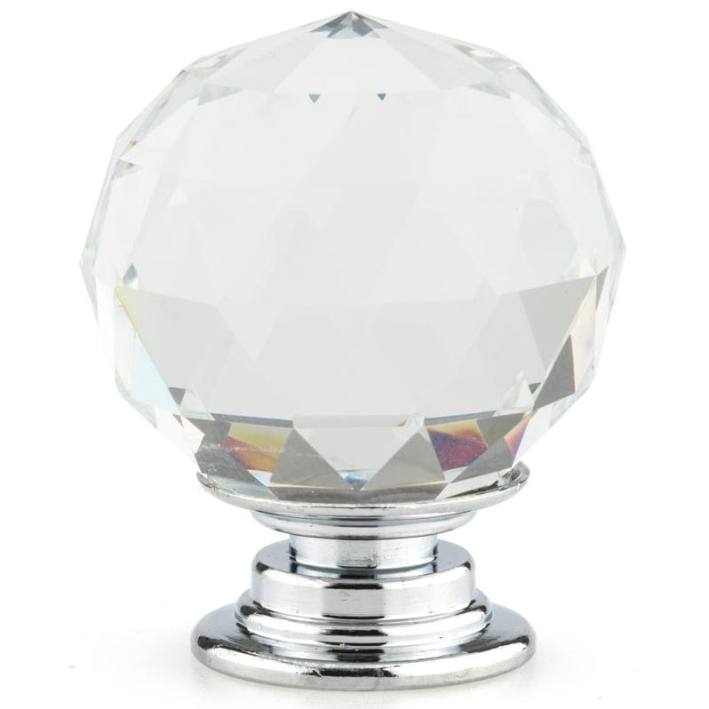 Contemporary Knob, 1-3/16" D, Crystal, Clear, Chrome alt 0
