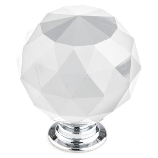 Contemporary Knob, 1-9/16" D, Crystal, Clear, Chrome alt 0