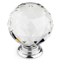 Contemporary Knob, 2" D, Crystal, Clear, Chrome alt 0