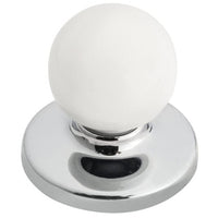 Functional Knob, 1-1/4" D, Chrome, White alt 0