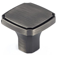 Transitional Knob, 1-3/8" x 1-3/8", Antique Nickel alt 0