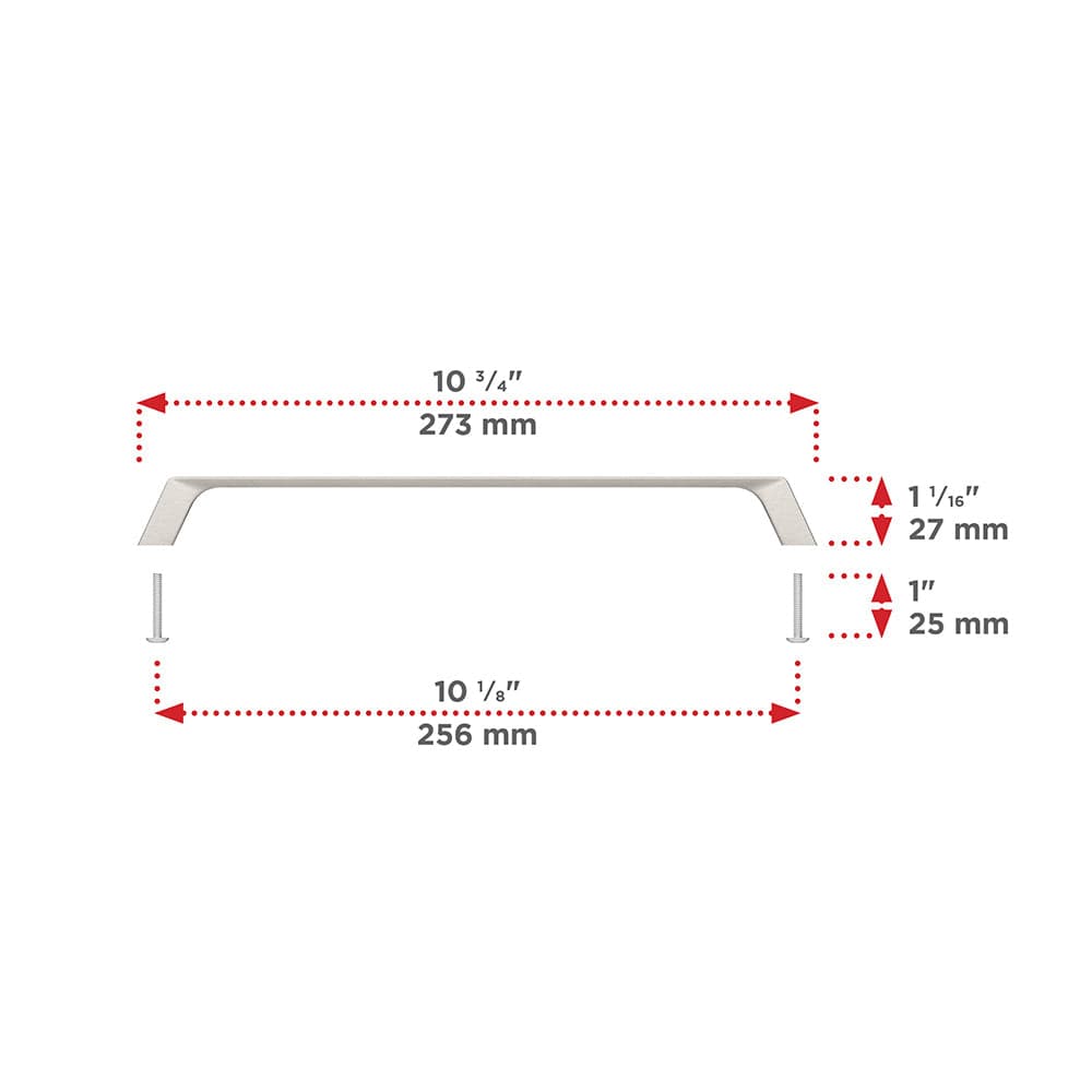 Contemporary Pull, 10-1/8" Center-to-Center, Brushed Nickel